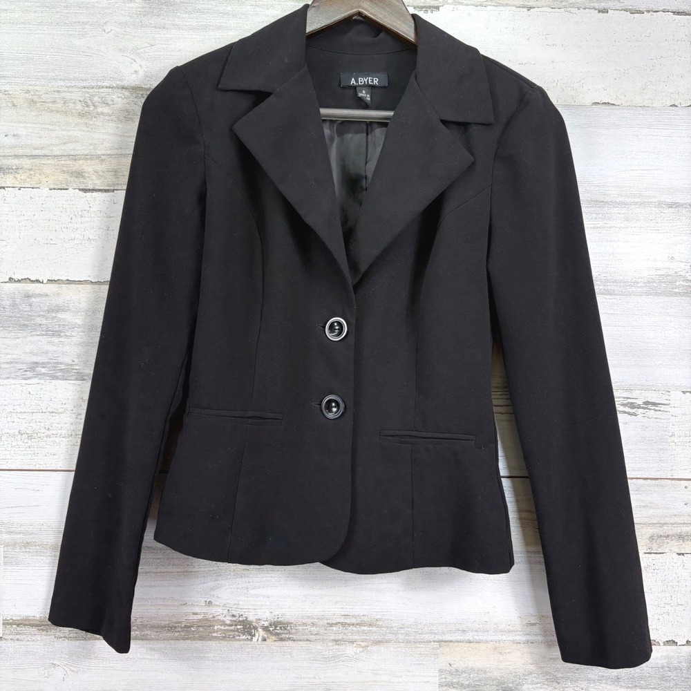 A BYER Black Blazer Y2K Womens‎ 2 Button Tailored Fitted Jacket Size S